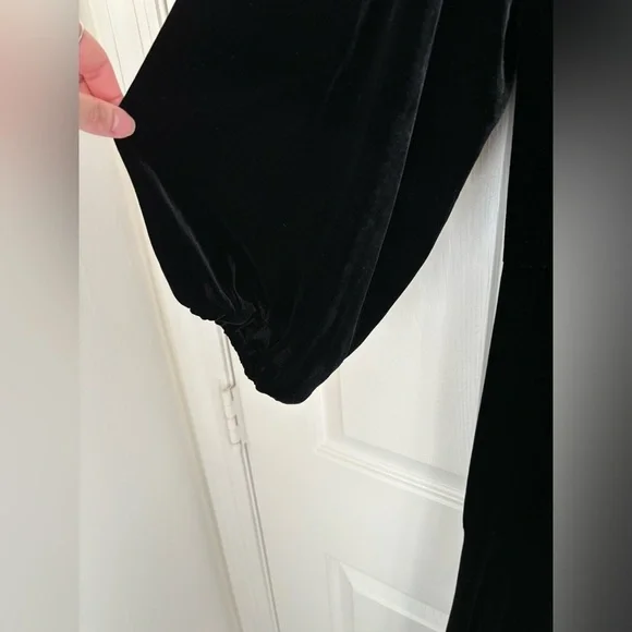 GANNI Aldine Silk Velvet Warp Dress in Black - Picture 10 of 16